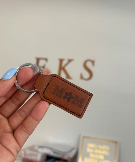 Mom leather keychain