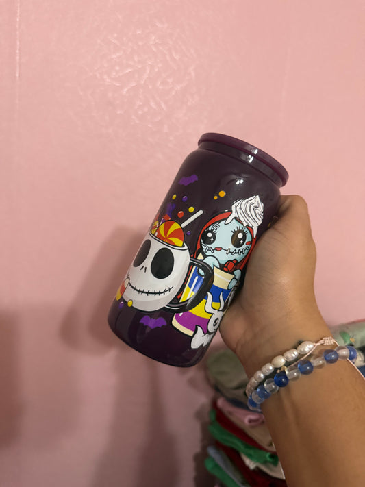 Glass cup jack and sally